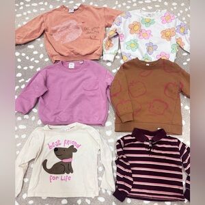 Lot of 6 Zara Kids sweater cardigan crewneck long sleeve tee sweatshirt toddler